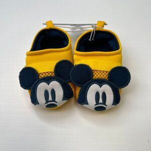 Mickey Mouse Shoe Baby 18 - 24 Month Slip On Strap Yellow Flat Disney Core Ne